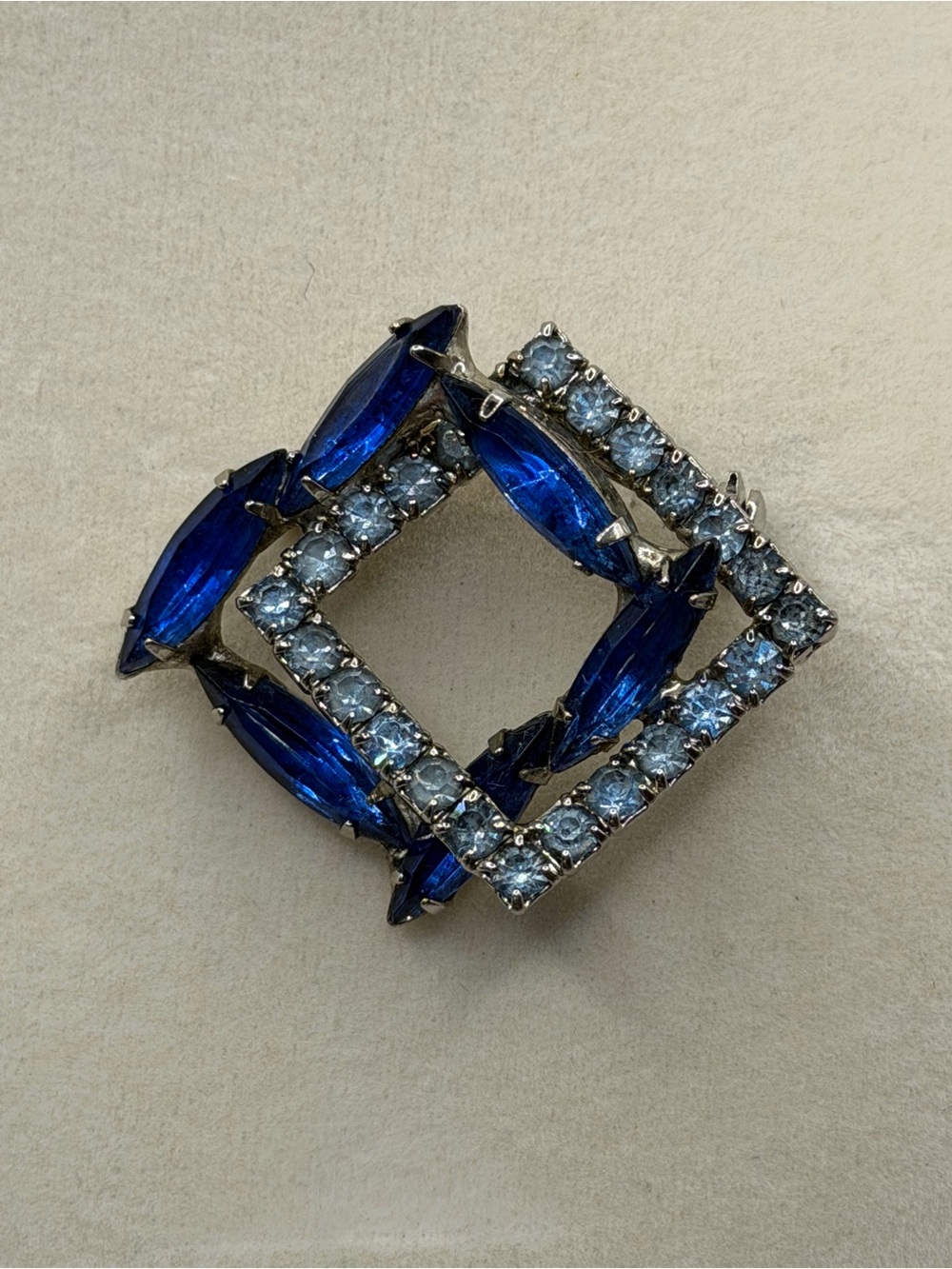 Sapphire-Blue Crystal Square Brooch - Women Jewelry - Picture 11 of 11